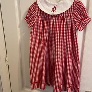 Southern Gingham Checkered Red Personalized with "J" Monogrammed Collar size 4T
